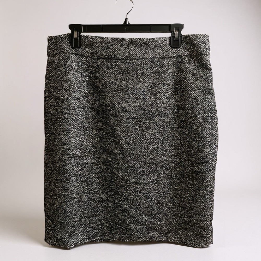 J.Crew Tweed Pencil Skirt Women 14 Black White Wool Alpaca Mohair Blend